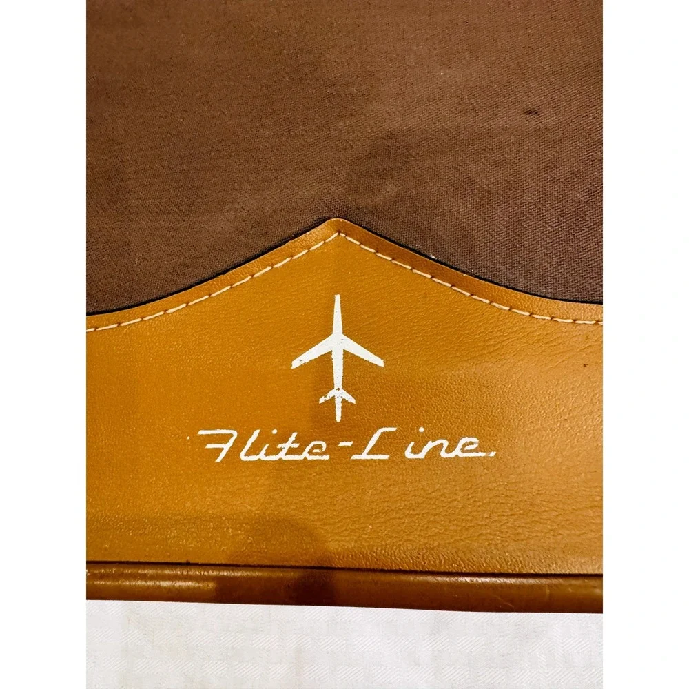 Vintage Flite-Line Carry On Suitcase Luggage Brown Tan 21